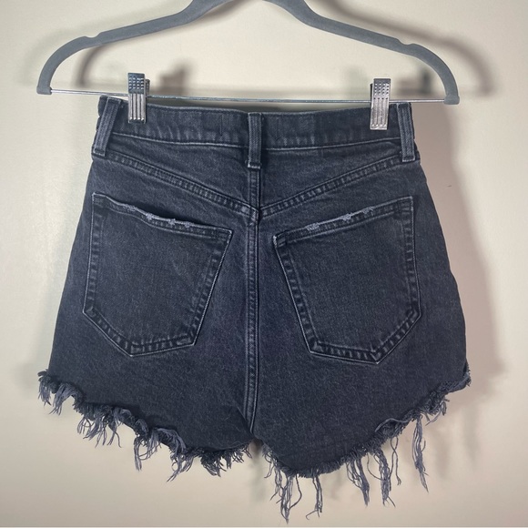 Abercrombie & Fitch High Rise Mom Short Black Exposed Button Fly Curve Love - Picture 5 of 9